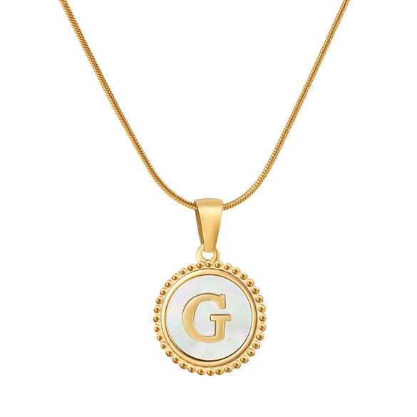 Wholesale Jewelry Simple Round 316L Stainless Steel And 316L Stainless Steel Pendant Necklace With Letter Pattern And Electroplating For Women