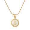 Wholesale Jewelry Simple Round 316L Stainless Steel And 316L Stainless Steel Pendant Necklace With Letter Pattern And Electroplating For Women