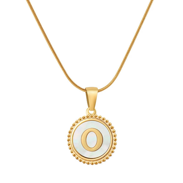 Wholesale Jewelry Simple Round 316L Stainless Steel And 316L Stainless Steel Pendant Necklace With Letter Pattern And Electroplating For Women