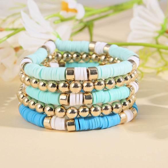 Wholesale Jewelry Simple Soft Ceramic Round Bead Bohemian Style Geometric Bracelet For Men And Women