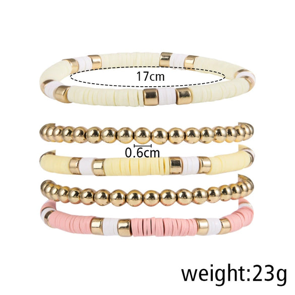 Wholesale Jewelry Simple Soft Ceramic Round Bead Bohemian Style Geometric Bracelet For Men And Women