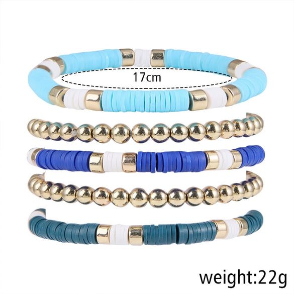 Wholesale Jewelry Simple Soft Ceramic Round Bead Bohemian Style Geometric Bracelet For Men And Women