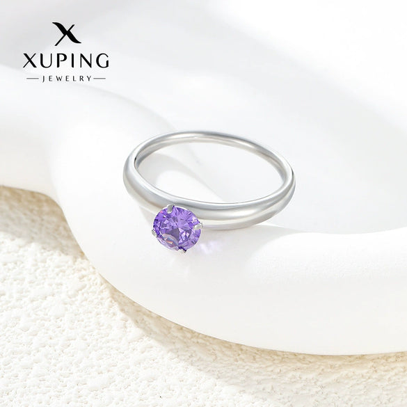 Wholesale Jewelry Simple Stainless Steel Geometric Inlaid Zircon Ring For Women Electroplating