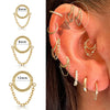 Wholesale Jewelry Simple Stainless Steel 316L Geometric Tassel And Ring Piercing Earrings And Nose Ring With Electroplating