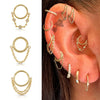 Wholesale Jewelry Simple Stainless Steel 316L Geometric Tassel And Ring Piercing Earrings And Nose Ring With Electroplating