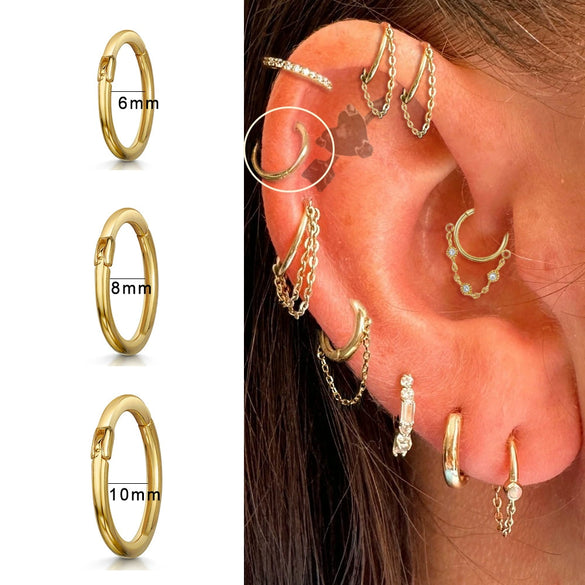 Wholesale Jewelry Simple Stainless Steel 316L Geometric Tassel And Ring Piercing Earrings And Nose Ring With Electroplating