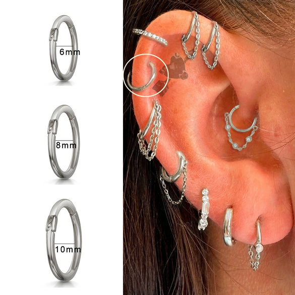 Wholesale Jewelry Simple Stainless Steel 316L Geometric Tassel And Ring Piercing Earrings And Nose Ring With Electroplating