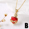 Wholesale Jewelry Simple Style Animal Zodiac Heart Pendant Necklace Copper O Word Chain Electroplated