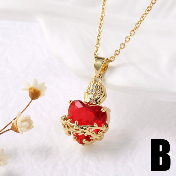 Wholesale Jewelry Simple Style Animal Zodiac Heart Pendant Necklace Copper O Word Chain Electroplated