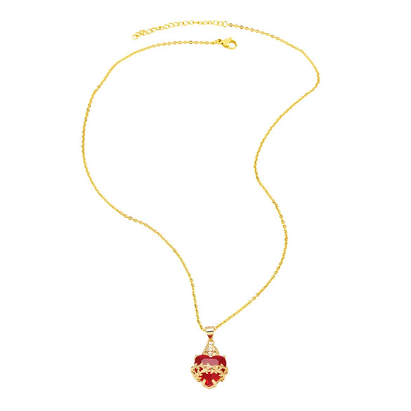 Wholesale Jewelry Simple Style Animal Zodiac Heart Pendant Necklace Copper O Word Chain Electroplated