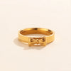 Wholesale Jewelry Simple Style Bow Knot 316L Stainless Steel  18K Gold Plated Rings