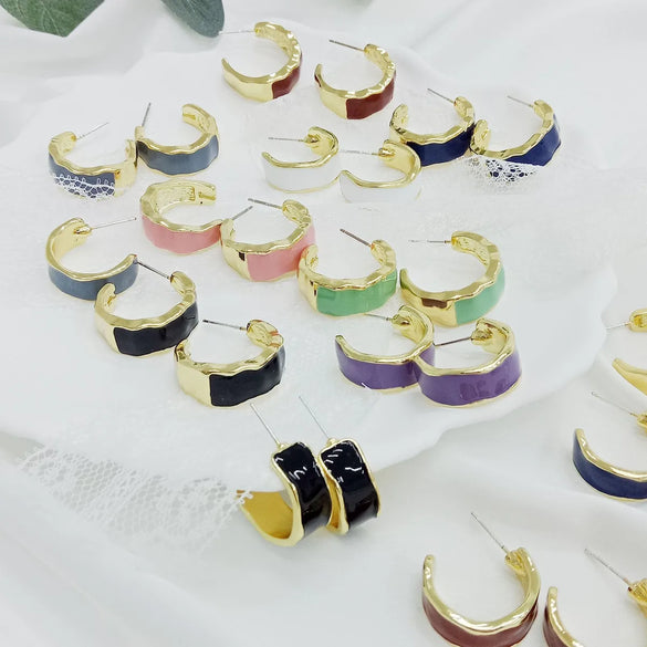 1 Pair Simple Style C Shape Enamel Alloy Ear Studs