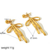 Wholesale Jewelry Simple Style Classic Style Bow Knot 304 Stainless Steel Zircon 18K Gold Plated Inlay Earrings Necklace Jewelry Set