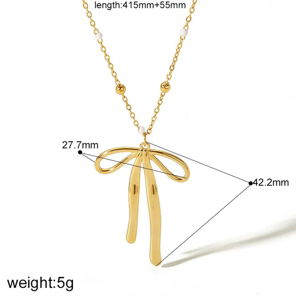 Wholesale Jewelry Simple Style Classic Style Bow Knot 304 Stainless Steel Zircon 18K Gold Plated Inlay Earrings Necklace Jewelry Set