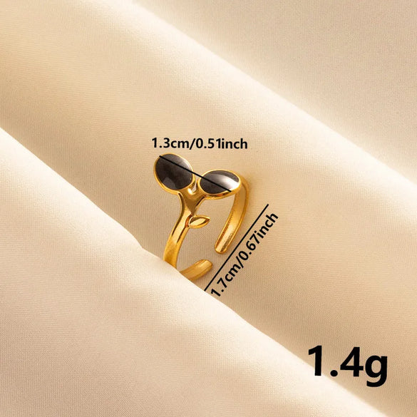 Wholesale Jewelry Simple Style Classic Style Geometric Round Oval 304 Stainless Steel 18K Gold Plated Polishing Enamel Open Rings