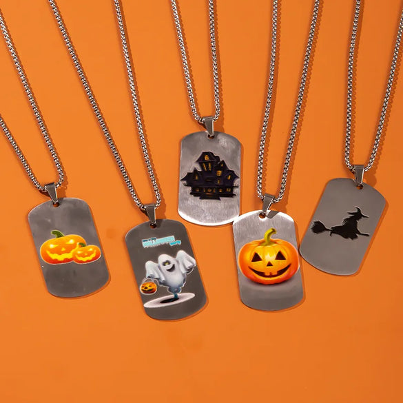 Wholesale Jewelry Simple Style Classic Style Halloween Pattern 304 Stainless Steel Pendant Necklace