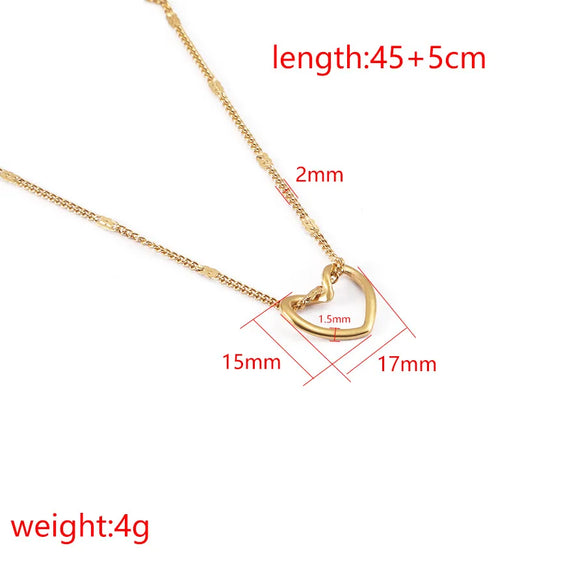 Wholesale Jewelry Simple Style Classic Style Customization Laser Engraving Heart Shape 304 Stainless Steel Plating Pendant Necklace Cable Chain