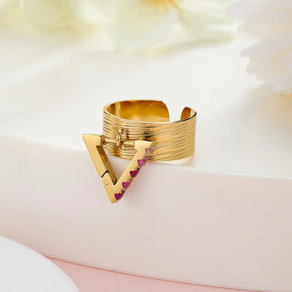 Wholesale Jewelry Simple Style Classic Style Letter 304 Stainless Steel 14K Gold Plated Plating Rings