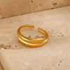 Wholesale Jewelry Simple Style Classic Style Lines 304 Stainless Steel 18K Gold Plated Plating Open Rings