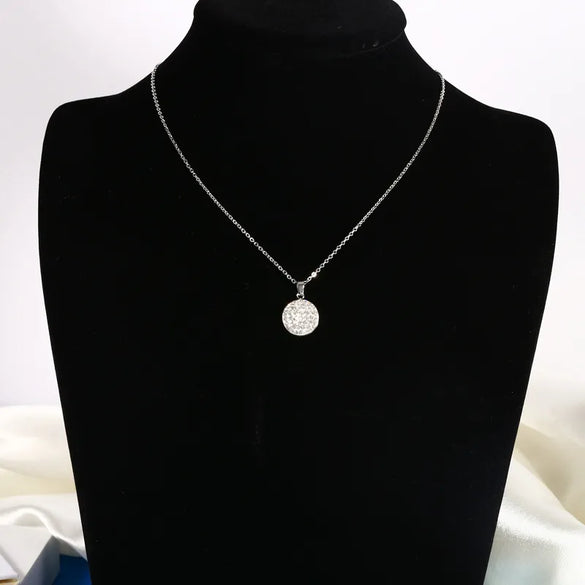 Wholesale Jewelry Simple Style Classic Style Round 304 Stainless Steel Rhinestones 18K Gold Plated Inlay Earrings Necklace