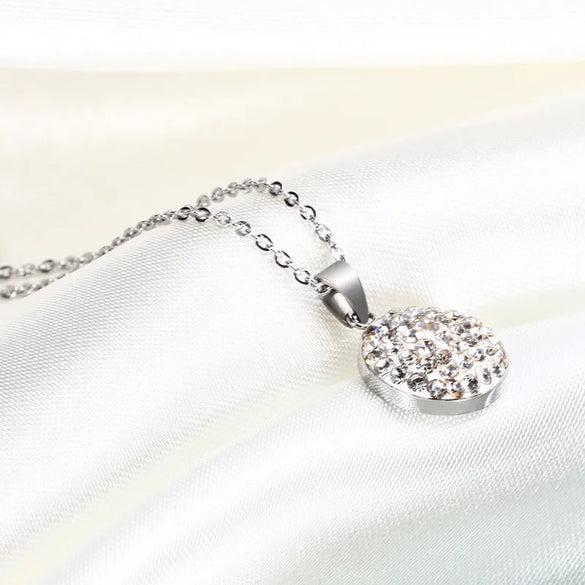 Wholesale Jewelry Simple Style Classic Style Round 304 Stainless Steel Rhinestones 18K Gold Plated Inlay Earrings Necklace