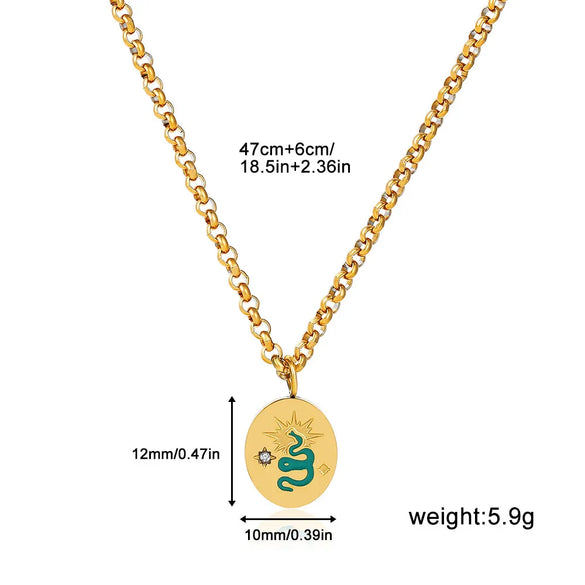 Wholesale Jewelry Simple Style Classic Style Solid Color 304 Stainless Steel Rhinestones Inlay Pendant Necklace