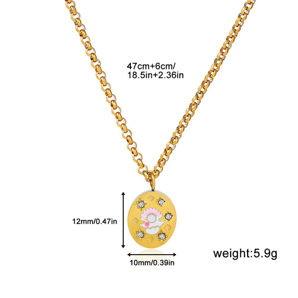 Wholesale Jewelry Simple Style Classic Style Solid Color 304 Stainless Steel Rhinestones Inlay Pendant Necklace