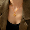 Wholesale Jewelry Simple Style Classic Style Spiral 304 Stainless Steel 18K Gold Plated Plating Rings Necklace