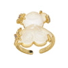 Wholesale Jewelry Simple Style Colorful Bear Open Ring Copper Gold Plated Women's