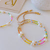 Simple Style Colorful 18k Gold Plated Freshwater Pearl Seed Bead Copper Wholesale Bracelets