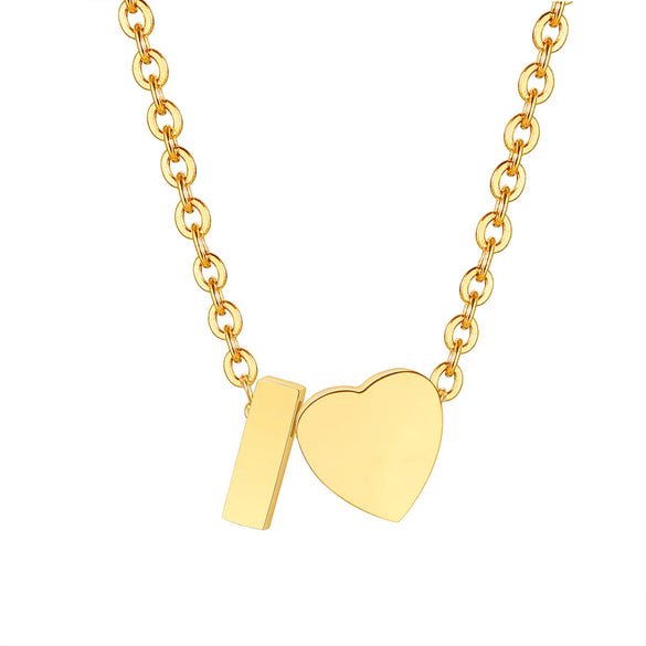 Wholesale Jewelry Simple Style Commute Letter Heart Shape 201 Stainless Steel Plating Pendant Necklace