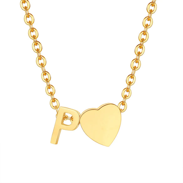 Wholesale Jewelry Simple Style Commute Letter Heart Shape 201 Stainless Steel Plating Pendant Necklace