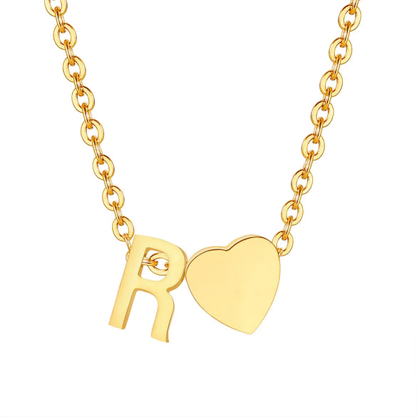 Wholesale Jewelry Simple Style Commute Letter Heart Shape 201 Stainless Steel Plating Pendant Necklace