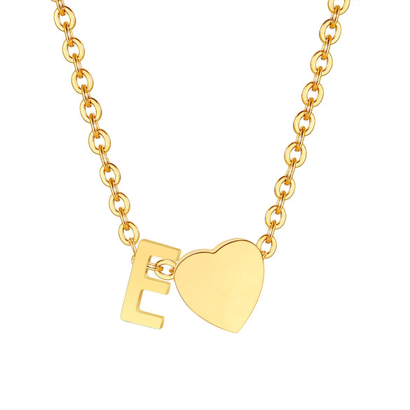 Wholesale Jewelry Simple Style Commute Letter Heart Shape 201 Stainless Steel Plating Pendant Necklace