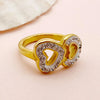 Wholesale Jewelry Simple Style Commute Round Square Heart Shape 304 Stainless Steel Zircon 14K Gold Plated Asymmetrical Plating Inlay Rings