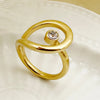 Wholesale Jewelry Simple Style Commute Round Square Heart Shape 304 Stainless Steel Zircon 14K Gold Plated Asymmetrical Plating Inlay Rings