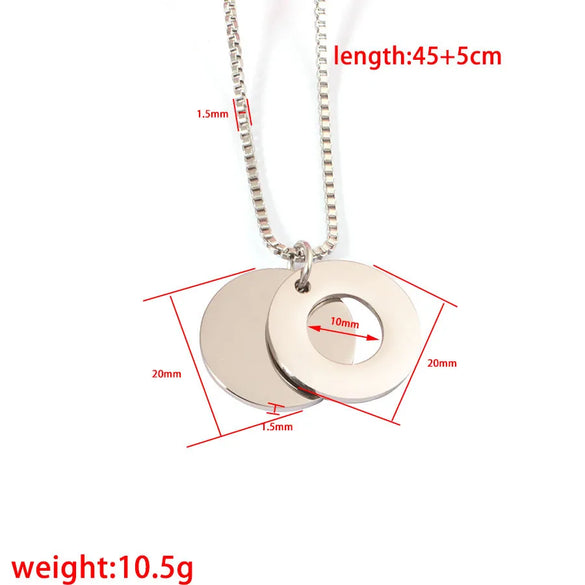 Wholesale Jewelry Simple Style Commute Round Customization Laser Engraving Titanium Steel Plating Pendant Necklace