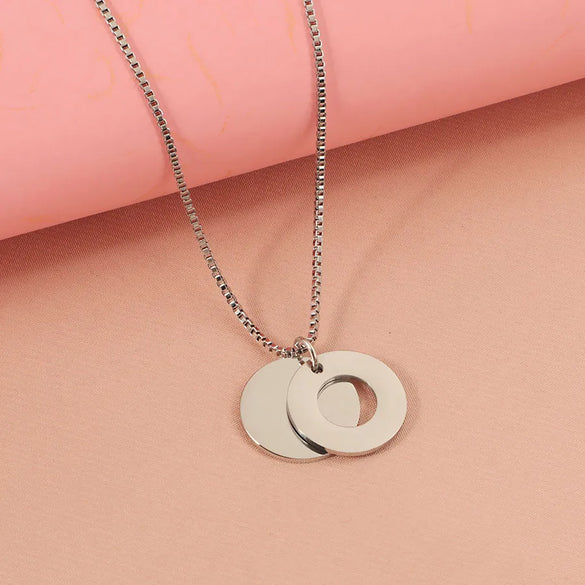 Wholesale Jewelry Simple Style Commute Round Customization Laser Engraving Titanium Steel Plating Pendant Necklace