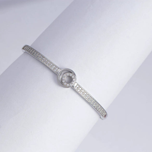 Wholesale Jewelry Simple Style Copper Bracelet With Concentric Circle Shape And Diamondencrusted Electroplating Design