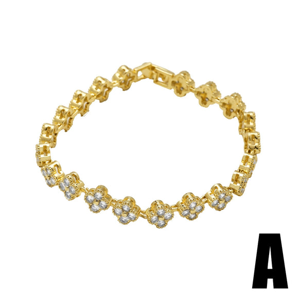 Wholesale Jewelry Simple Style Copper Electroplated Fourleaf Clover Starfish Shell Flower Pattern Bracelet