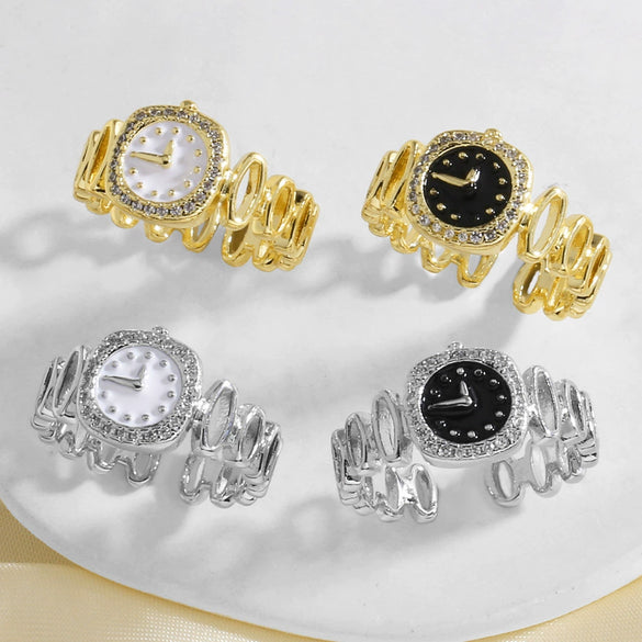 Wholesale Jewelry Simple Style Copper Electroplated Open Ring With Letters Numbers Text Pattern For Women