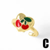 Wholesale Jewelry Simple Style Copper Fruit Pattern Electroplated Ring