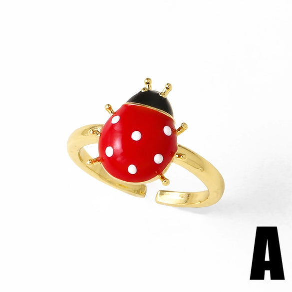 Wholesale Jewelry Simple Style Copper Fruit Pattern Electroplated Ring