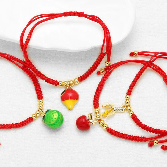 Wholesale Jewelry Simple Style Copper Goldplated Fruit Pattern Bracelet