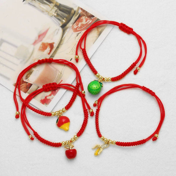 Wholesale Jewelry Simple Style Copper Goldplated Fruit Pattern Bracelet