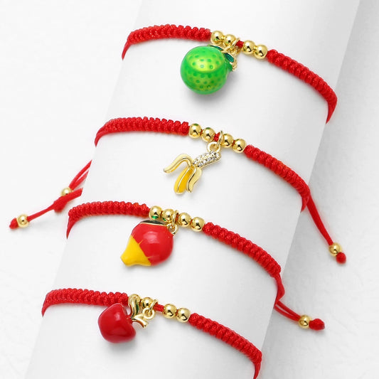 Wholesale Jewelry Simple Style Copper Goldplated Fruit Pattern Bracelet