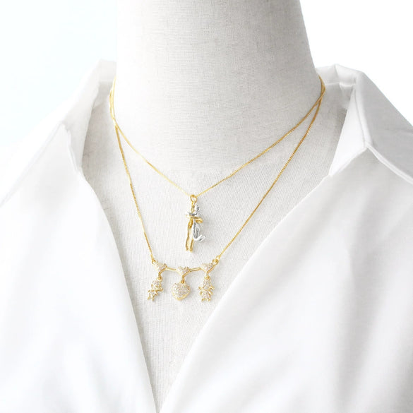 Wholesale Jewelry Simple Style Copper Goldplated Pendant Necklace With Cartoon Characters Box Chain For Unisex