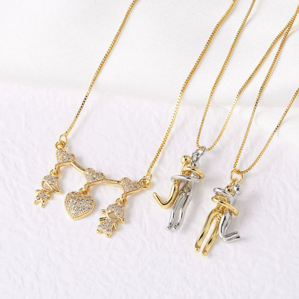 Wholesale Jewelry Simple Style Copper Goldplated Pendant Necklace With Cartoon Characters Box Chain For Unisex
