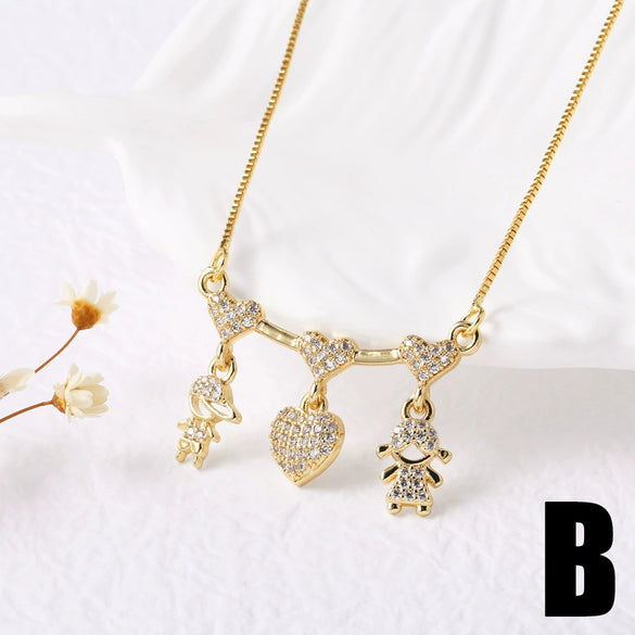 Wholesale Jewelry Simple Style Copper Goldplated Pendant Necklace With Cartoon Characters Box Chain For Unisex