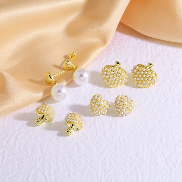 Wholesale Jewelry Simple Style Copper Heart Fruit Mushroom Electroplated Earrings